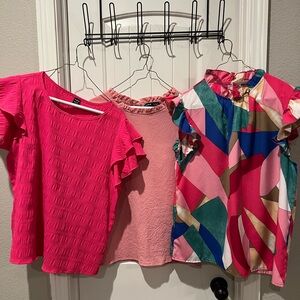 SHEIN bundle lot of 3 Pink Blouses with Ruffle Details sz XL large women